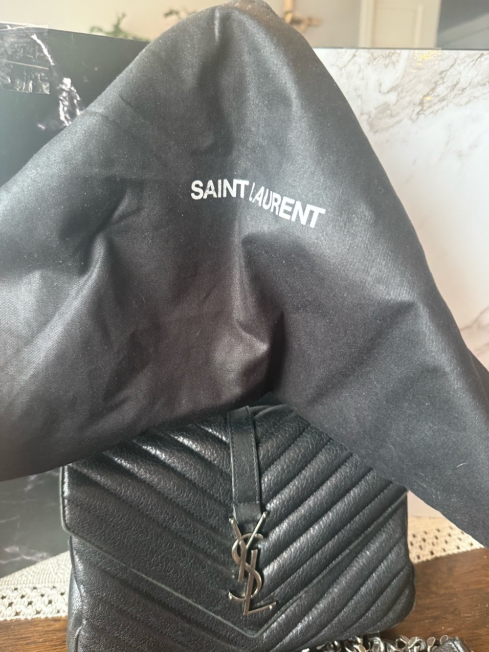 Yves Saint Laurent Black Quilted Crossbody with Silver Chain - Picture 8 of 8